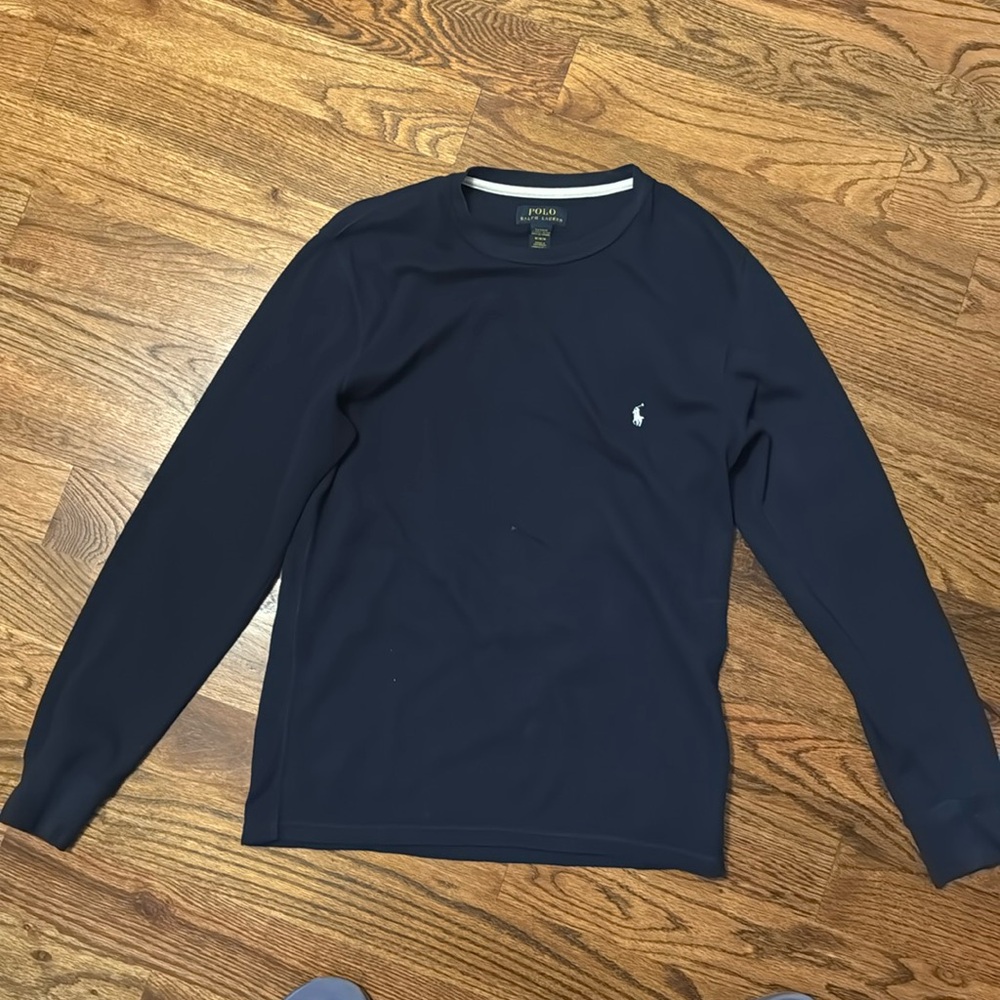 Navy thermal knit long sleeve top